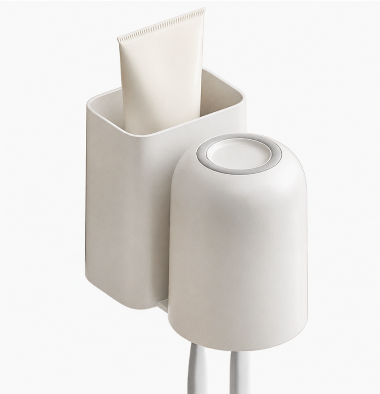 Wall-Mounted Toothbrush Holder with Cup & Toothpaste Dispenser