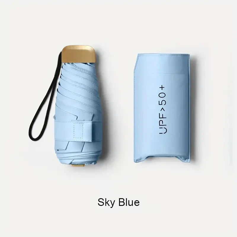 Ultra-Light UV Protection Umbrella - Compact, Foldable Design with Stainless Steel Handle for Sun & Rain, Durable 190T Canopy